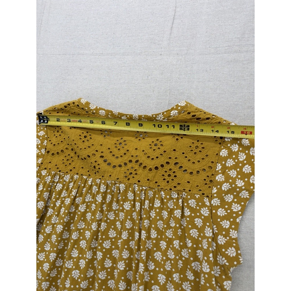 Daniel Rainn cottagecore Mustard Yellow Floral Sleeveless Top Women's 1x - Picture 7 of 10